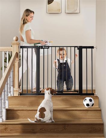 COMOMY 30" Tall Baby Gate for Stairs Doorways, Fits Openings 29.5" to 46" Wide,