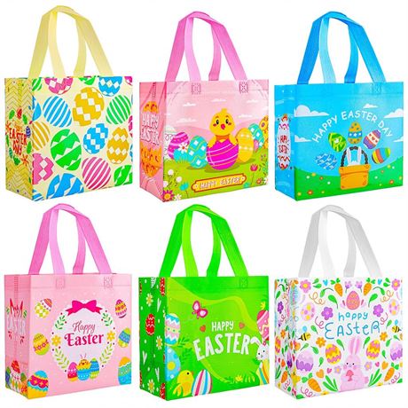 MGparty 24 Pack Easter Gifts Bags with Handles, Easter Basket for Eggs Hunt