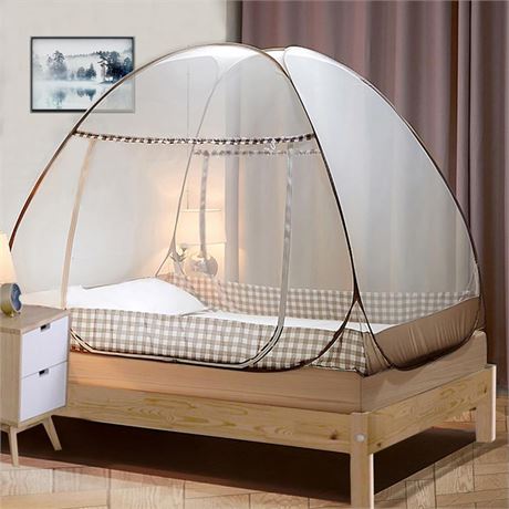 Tinyuet Mosquito Net for Bed, Portable Double Door Pop-up Mosquito Netting with