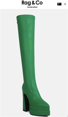 CYBER PUNK HIGH PLATFORM LONG BOOTS Green 9
