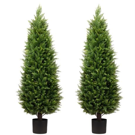 ECOLVANT 4ft Artificial Cedar Tree, UV Resistant, Plastic Material, Green