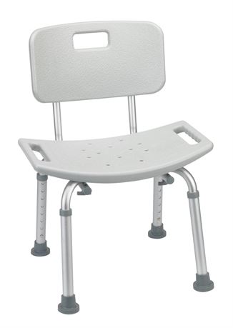 Deluxe Aluminum Bath Chair with Back, Gray