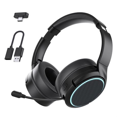 OFFSITE LOCATION Wireless Gaming Headset，2.4Ghz Wireless Gaming Headphones wit