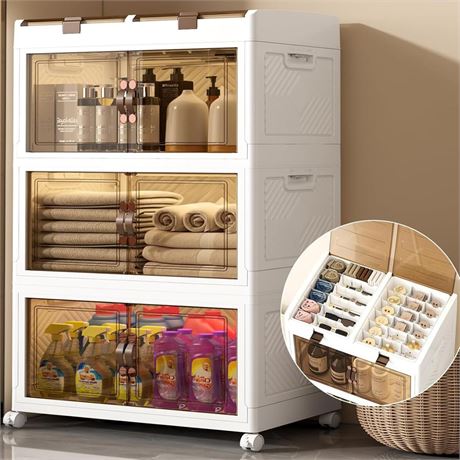 Nafenai Closet Organizers and Storage,78 Quart Stackable Storage Bins with