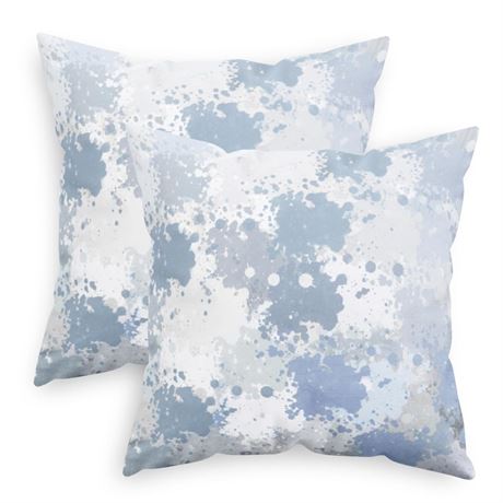 CaliTime Throw Pillow Cases Pack of 2 Cozy Fleece Two-Tone Abstract Splash-Ink