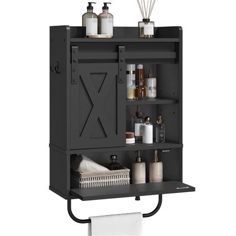 MAHANCRIS Bathroom Wall Cabinet, Farmhouse Medicine Cabinets with Sliding Door,