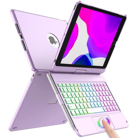 Touch Keyboard Case for iPad 9th Generation (10.2", 2021), 10 Color Backlight,