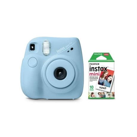 FujiFilm Instax Mini 7+ Light Blue Bundle + (10 Film Pack)