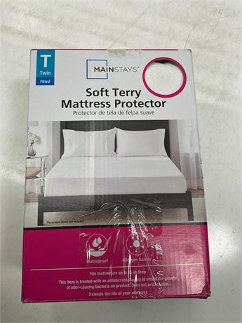 OFFSITE Mainstays Soft Terry Waterproof Fitted Mattress Protector, Twin