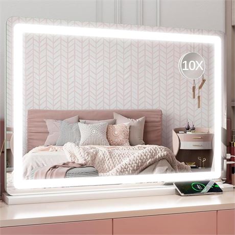 Vanity Mirror with Lights, Large Lighted Vanity Mirror with Dimmable 3 Modes,