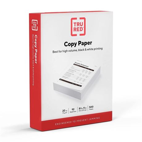COMPATIBLE WITH TRU RED 8.5" x 11" Copy Paper 20 lbs. 92 Brightness 500/Ream