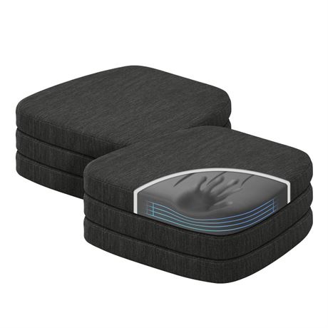 baibu Kitchen Chair Cushions Set of 6, Dual-Layer Patented Design Memory Foam