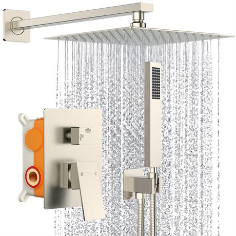 SunCleanse Shower System Rainfall Shower Faucets Set Brushed Nickel, 10 Inch