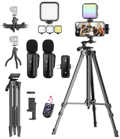 Vlogging Kit for iPhone/Android, YouTube Starter Kit with Wireless