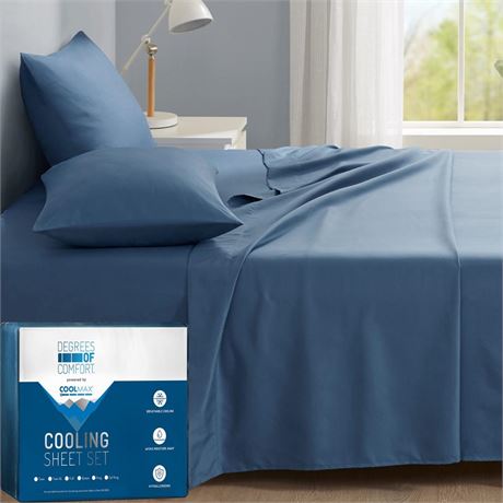 Degrees of Comfort Coolmax Cooling Sheets | Queen Size Bed Sheet Set for Hot