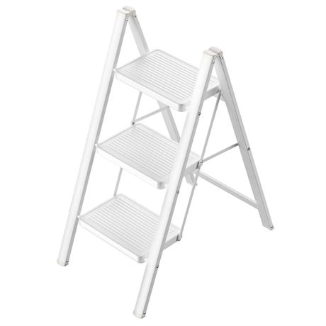 Step Ladder 3 Step Folding Step Stool Metal Adults Step Stools Non-Slip Pedal