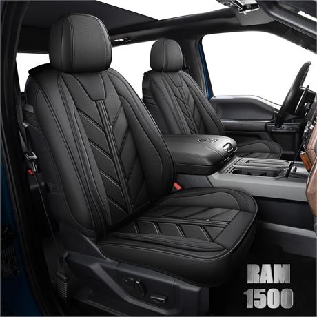 Pickup Seats Covers Compatible with Dodge Ram 1500 2009-2024 Truck Pleather