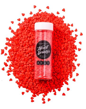 Sweet Spell Red Heart Sprinkles - Edible Valentine Heart Sprinkles for Cake