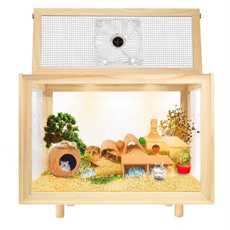 Large Hamster Cages - Wooden Hamster Mice and Rat Habitat with Ventilator Small