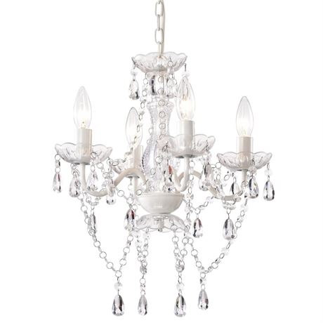 LaLuLa White Chandelier Mini Crystal Chandelier Lighting Hardwired Small