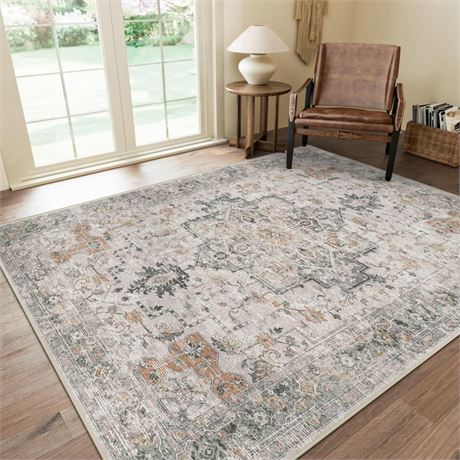 GENIMO 8x10 Area Rugs for Living Room, Machine Washable Non Slip Vintage Retro