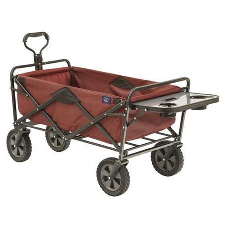 MacSports Collapsible Outdoor Utility Wagon with Folding Table and Drink