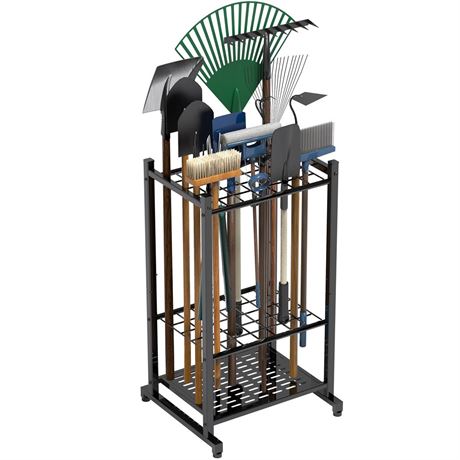 Garden Tool Organizer, Yard Tool Tower Rack for Garage Organization and