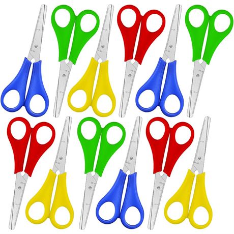Kids Scissors 5 Inch, 12 Pack Safety Blunt Tip School Scissors for Kids,