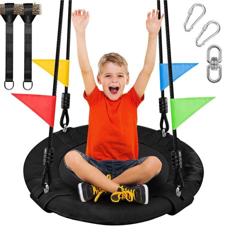 Odoland 24 inch Children Tree Swing, Outdoor Small Saucer Swings Platform for