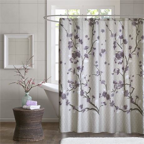 Madison Park Holly Cotton Shower Curtain, Purple, 72x72"