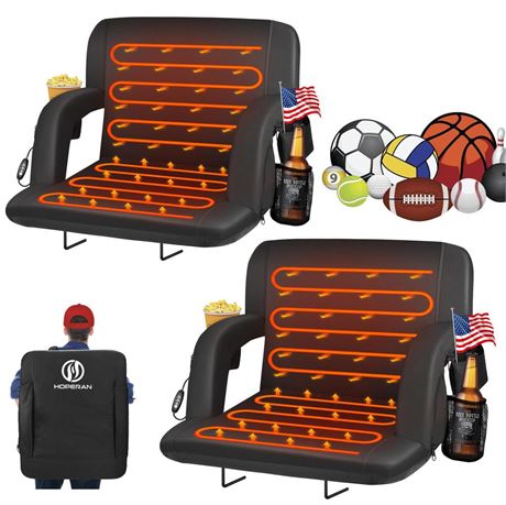 Heated Stadium Seats for Bleachers with Back Support and Wide Cushion, Extra