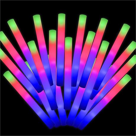 42PCS Glow Sticks Bulk,LED Foam Sticks 3 Modes Flashing Glow in the Dark Light