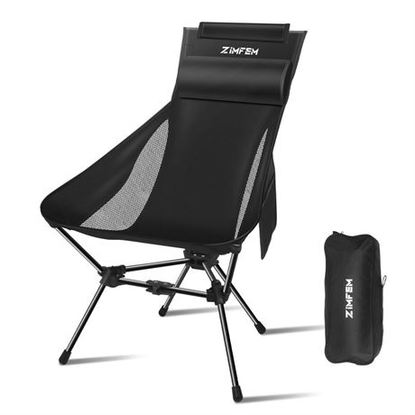 Camping Chairs, Portable Camping Chair with Headrest and Storage bag,