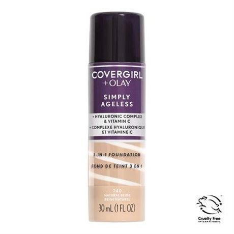 COVERGIRL + OLAY Simply Ageless 3-in-1 Liquid Foundation  240 Natural Beige  1