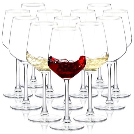 Wine Glasses Set of 12, 12oz Clear Red/White Wine Cup, Long Stem Wine Glasses