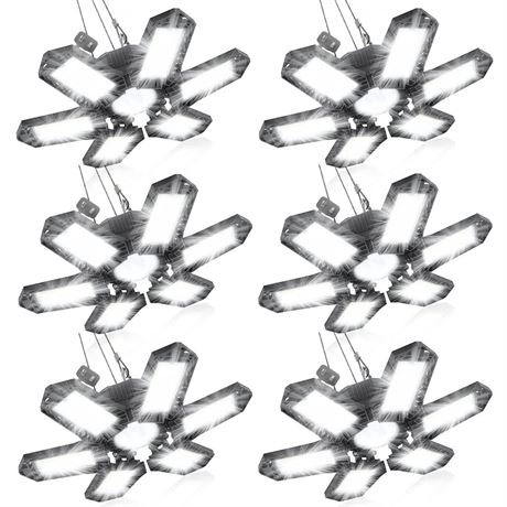 SEOBIOG LED Garage Lights - 6 Pack, 200W 20000LM Plug-in Shop Light with 6+1