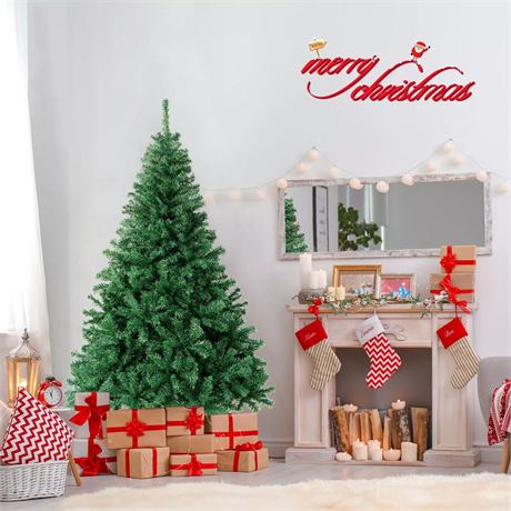 6ft PVC Artificial Christmas Tree 1000 Tips Premium Hinged W/ Solid Metal Legs