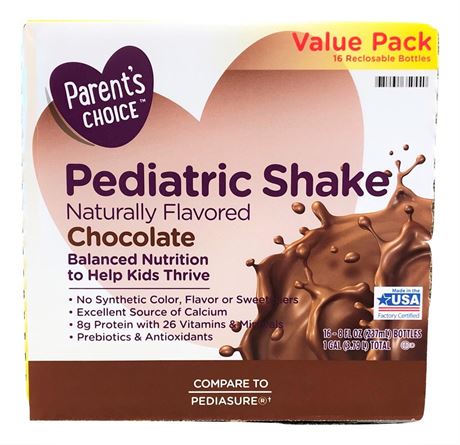 Parent S Choice Pediatric Shake  Chocolate  8 Oz  16 Count