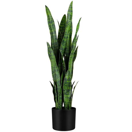 KOL 3ft Artificial Snake Plant Fake Sansevieria Indoor Decoration, 32 Thick