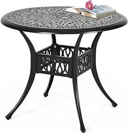 Romayard 42 Inch Outdoor Dining Table Round Patio Bistro Table Powder-Coated