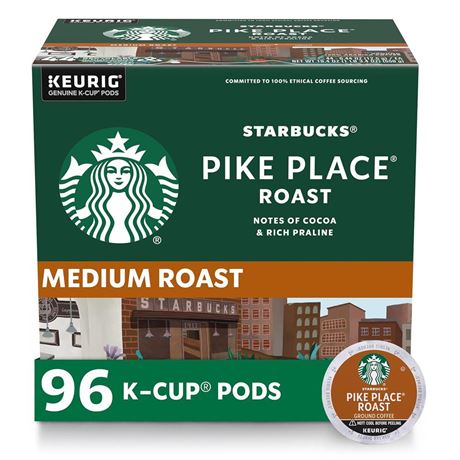 4x Starbucks K-Cup Coffee Pods, Medium Roast Coffee, Pike Place Roast for Keurig