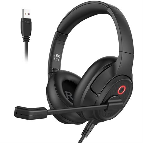 Headset with Microphone for PC, USB Computer Headsets AI-Powered Environmental