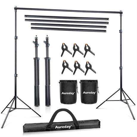 Aureday Backdrop Stand, 10x8.5ft Adjustable Photo Backdrop Stand for Parties,