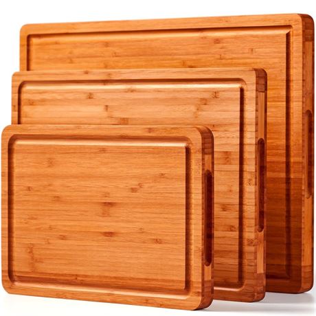 Allsum Carbonized Bamboo Wood Cutting Boards for Kitchen, 1” Thick Wooden