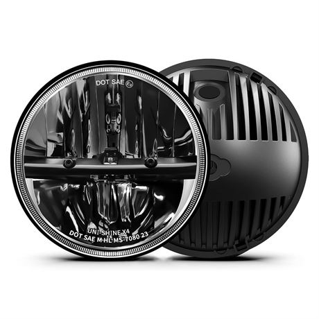 UNI-SHINE 2PCS 7-Inch LED Headlights - DOT Approved, Hi/Lo Beam, Compatible