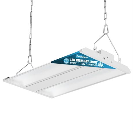 150W LED Linear High Bay Shop Light, 20250LM 0-10V Dimmable 5000K Daylight
