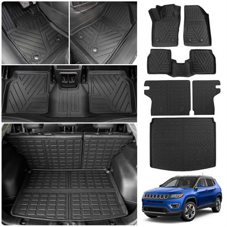 Floor Mats Compatible with 2017-2025 Jeep Compass Trunk Mat Cargo Liner Cargo