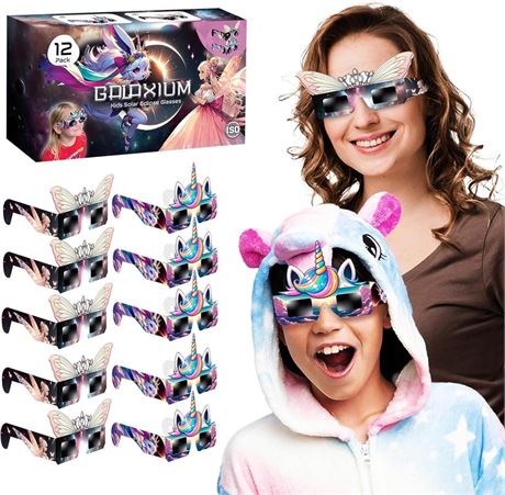 12 Pack Solar Eclipse Glasses Kids AAS Approved 2024 - Galaxium [12 Pack] Mix