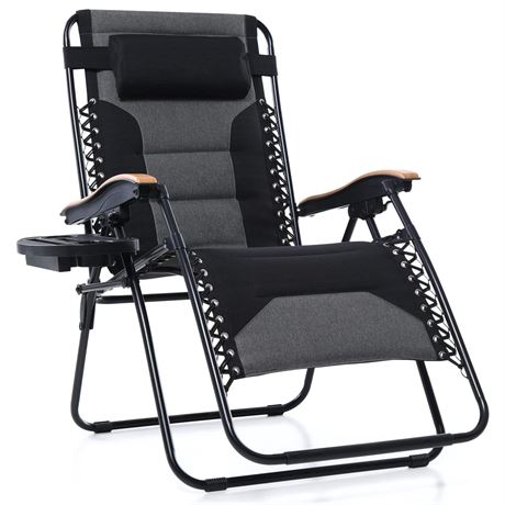 PHI VILLA XXL Oversized Padded Zero Gravity Chair, Foldable Patio Recliner, 30"