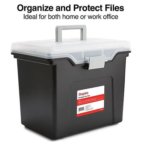 Staples Portable File Tote, Letter Size, Black (TR57622)